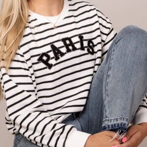 Striped Black and White Paris Sweatshirt